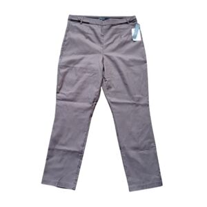 NWT Violets & Roses Pull‑On Comfort Waist Slim Straight Pants 14/32 Taupe